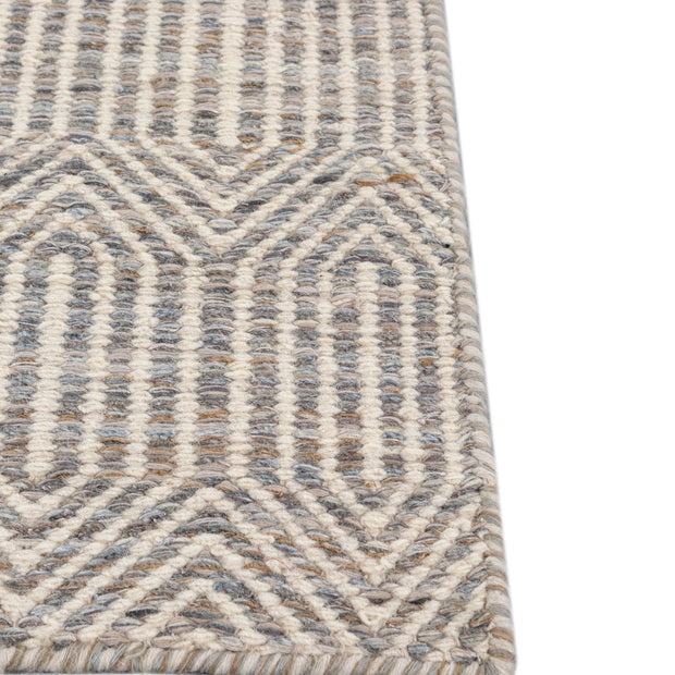 Carpet For Living room 6x9 Feet Grey and Black Wool and Viscose Rectangle Geometric and Stripes Rug