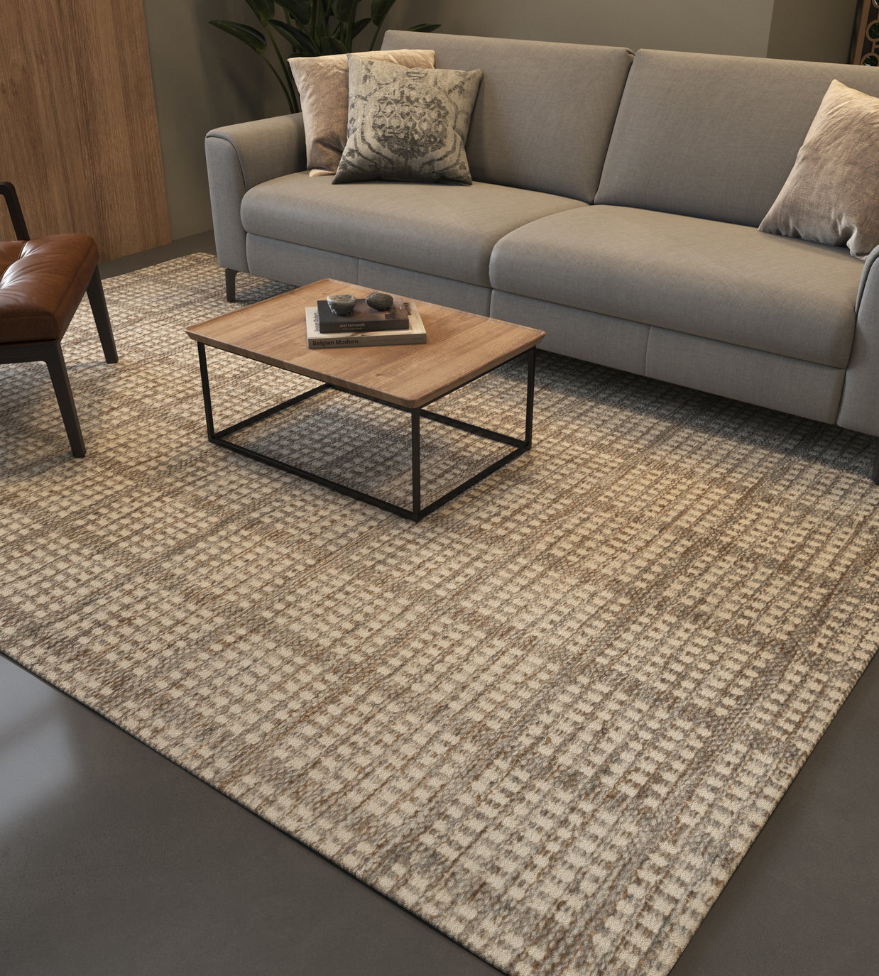 Carpet For Living room 6x9 Feet Grey and Black Wool and Viscose Rectangle Moroccan and Tribal Rug