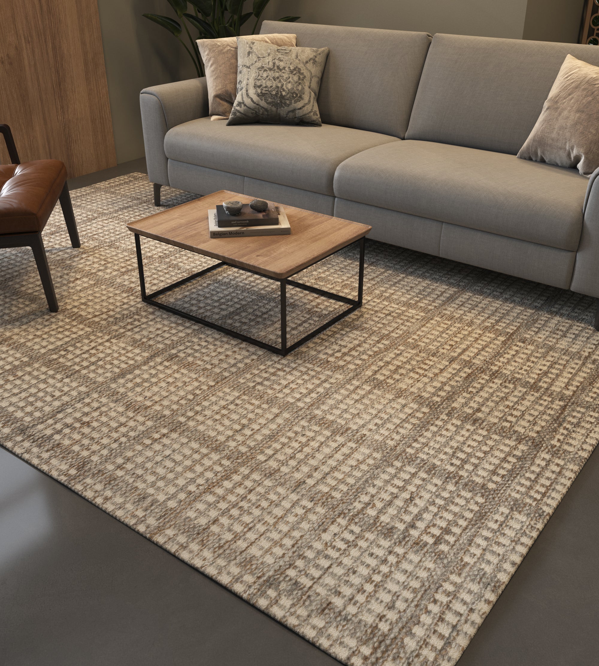 Carpet For Living room 6x9 Feet Grey and Black Wool and Viscose Rectangle Moroccan and Tribal Rug