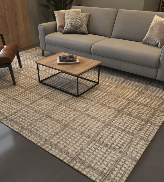 Carpet For Living room 6x9 Feet Grey and Black Wool and Viscose Rectangle Moroccan and Tribal Rug