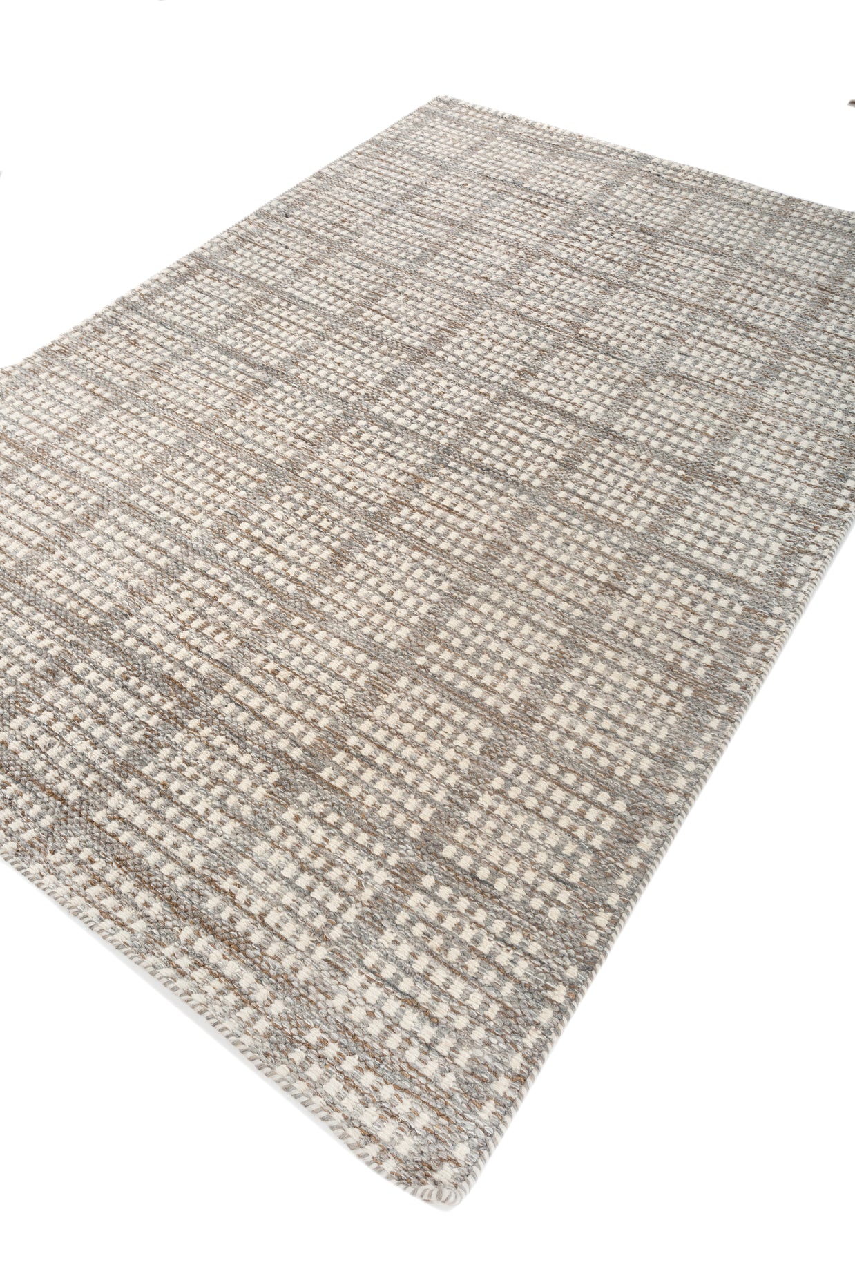 Carpet For Living room 6x9 Feet Grey and Black Wool and Viscose Rectangle Moroccan and Tribal Rug