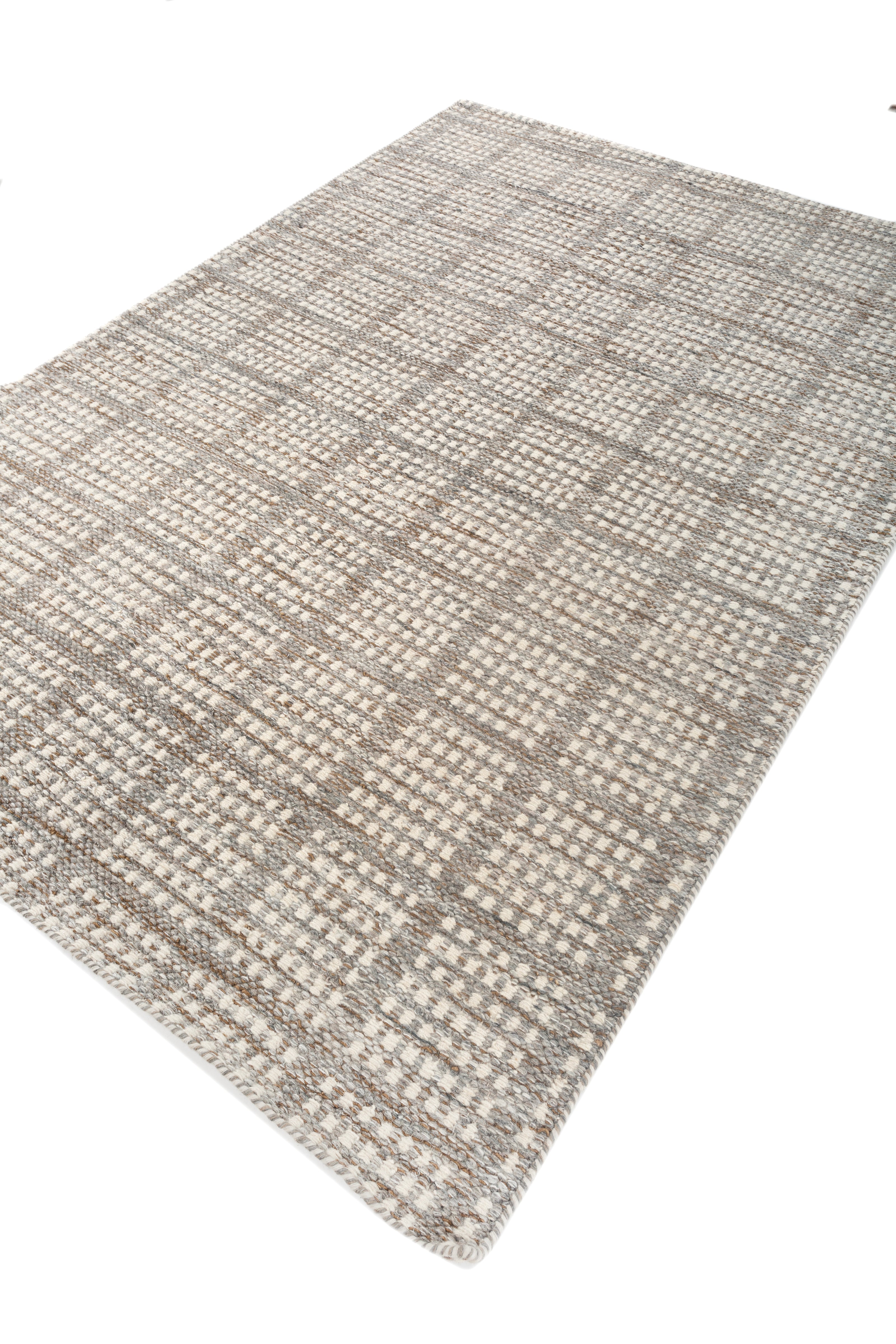 Carpet For Living room 6x9 Feet Grey and Black Wool and Viscose Rectangle Moroccan and Tribal Rug