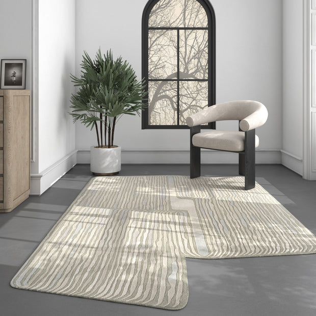 Carpet For Living room 6x9 Feet Blue Wool and Viscose Irregular Abstract Rug