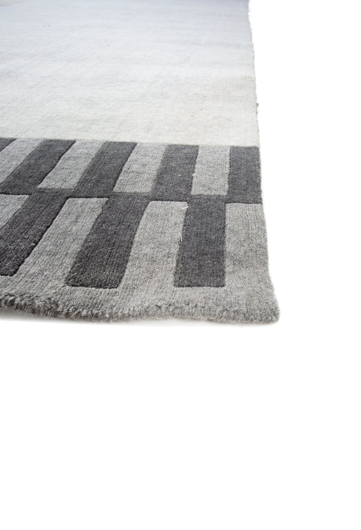 Carpet For Living room 6X9 Feet Grey And Black Wool Rectangle Geometric And Stripes Rug