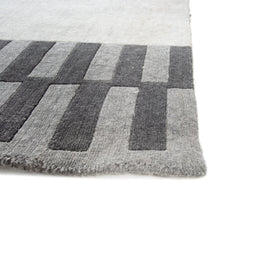 Carpet For Living room 6X9 Feet Grey And Black Wool Rectangle Geometric And Stripes Rug