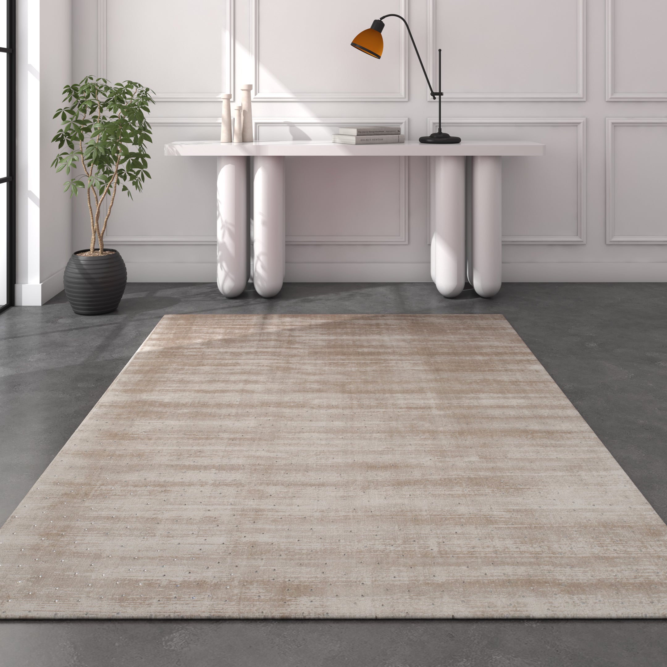 Carpet For Living room 5X7 Feet Grey And Black Viscose Rectangle Solid Rug