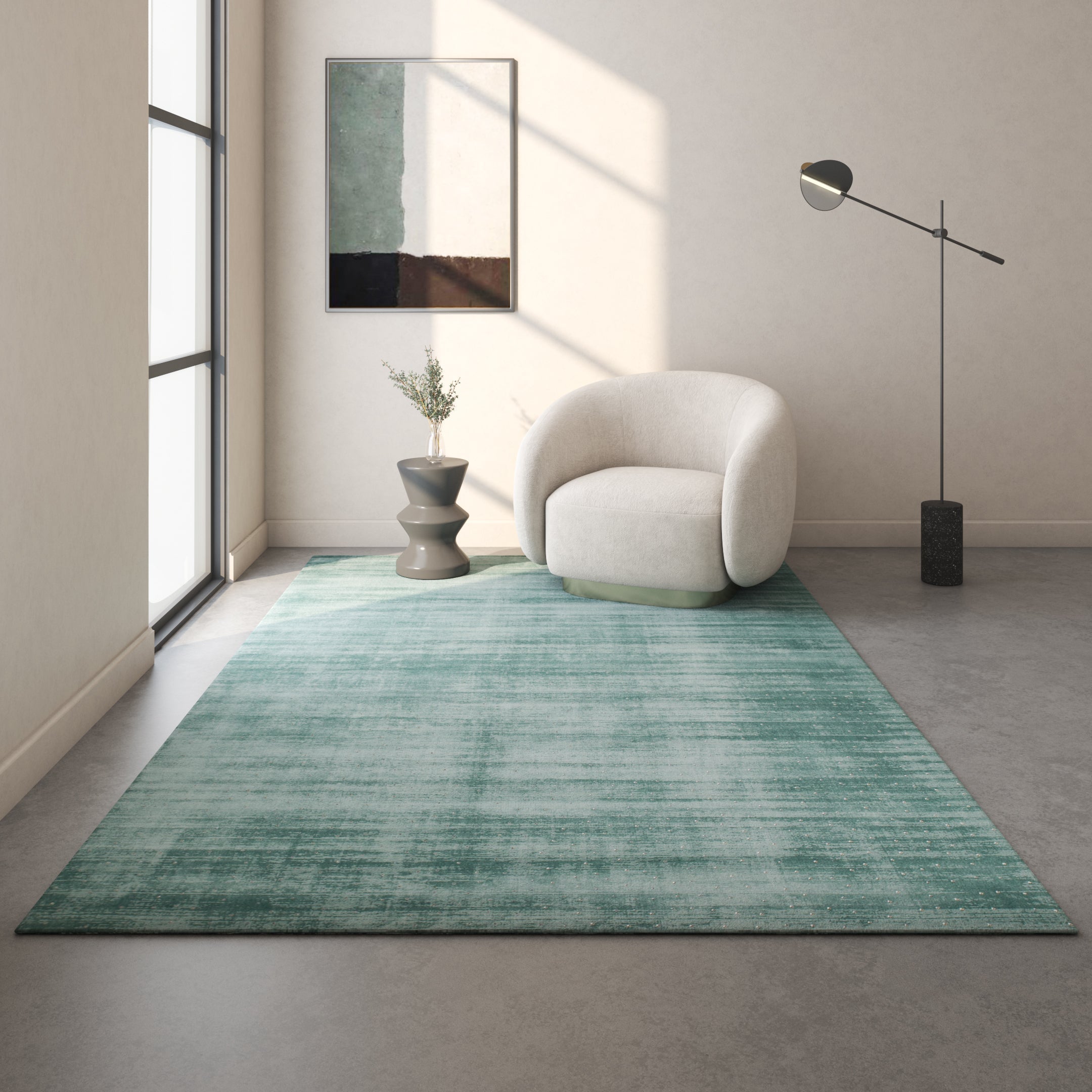 Carpet For Living room 5X7 Feet Blue Viscose Rectangle Solid Rug