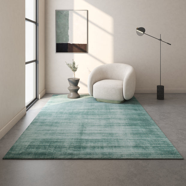 Carpet For Living room 5X7 Feet Blue Viscose Rectangle Solid Rug