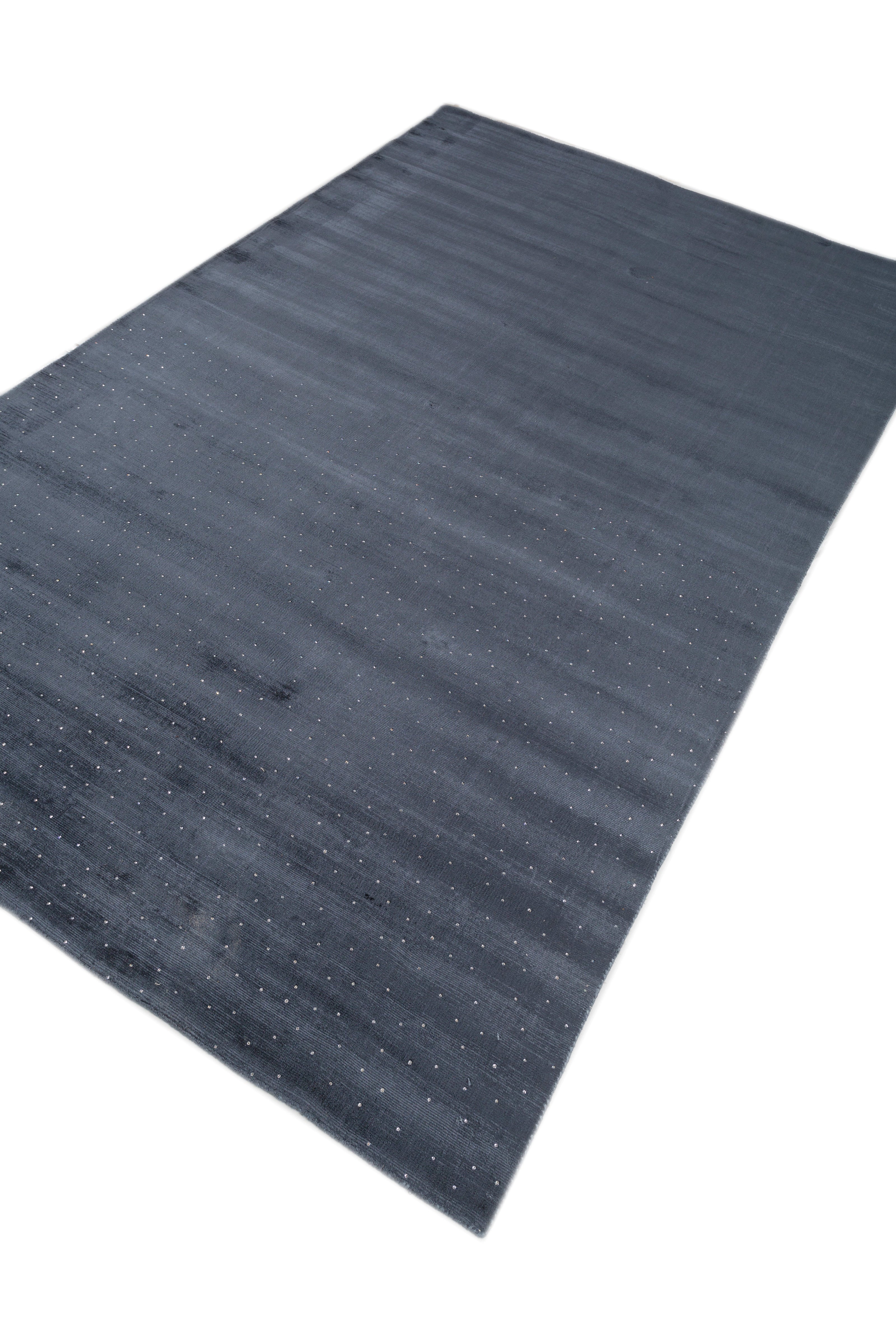 Carpet For Living room 5X8 Feet Blue Viscose Rectangle Solid Rug