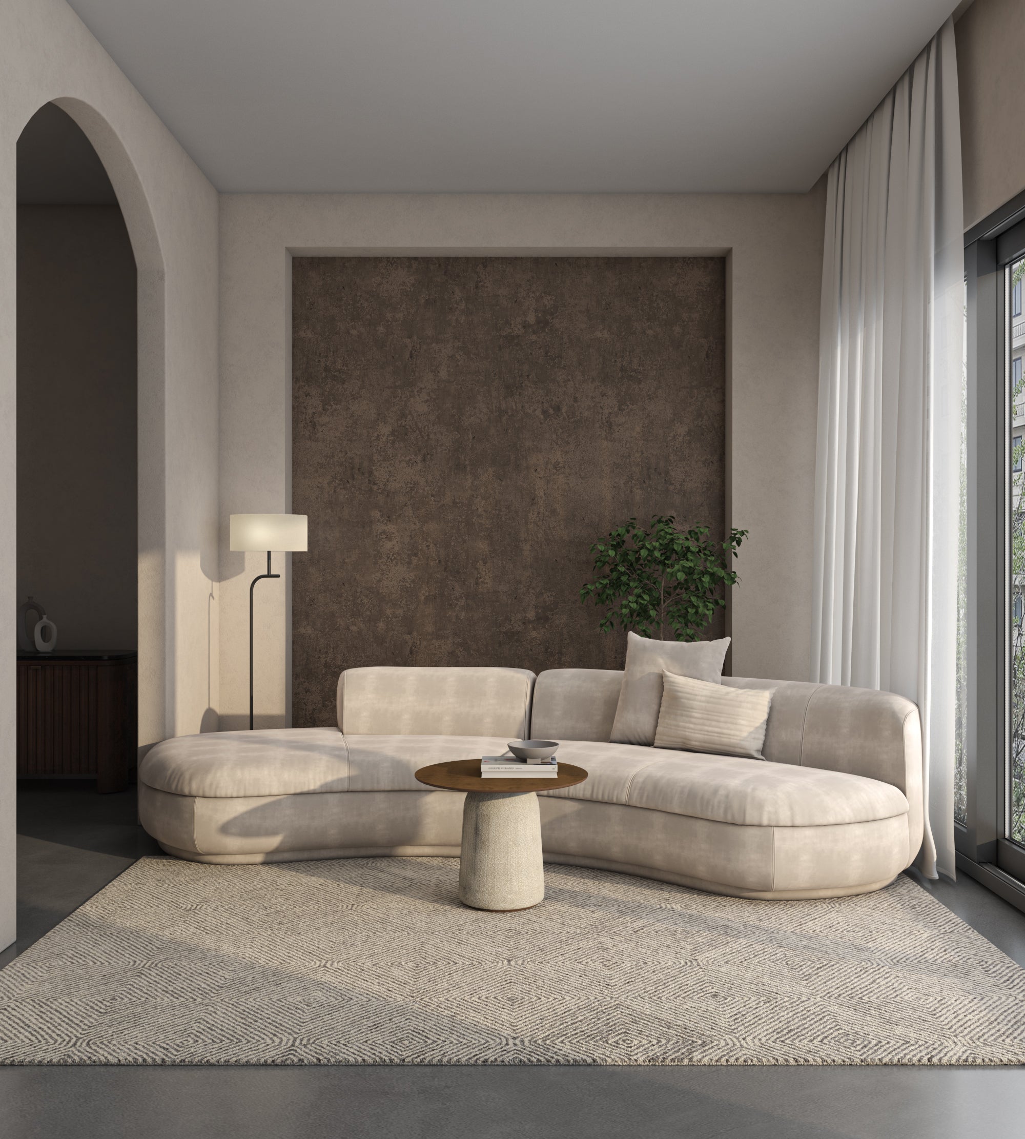 Carpet For Living room 8x11 Feet Ivory Wool and Nylon Rectangle Geometric and Stripes Rug