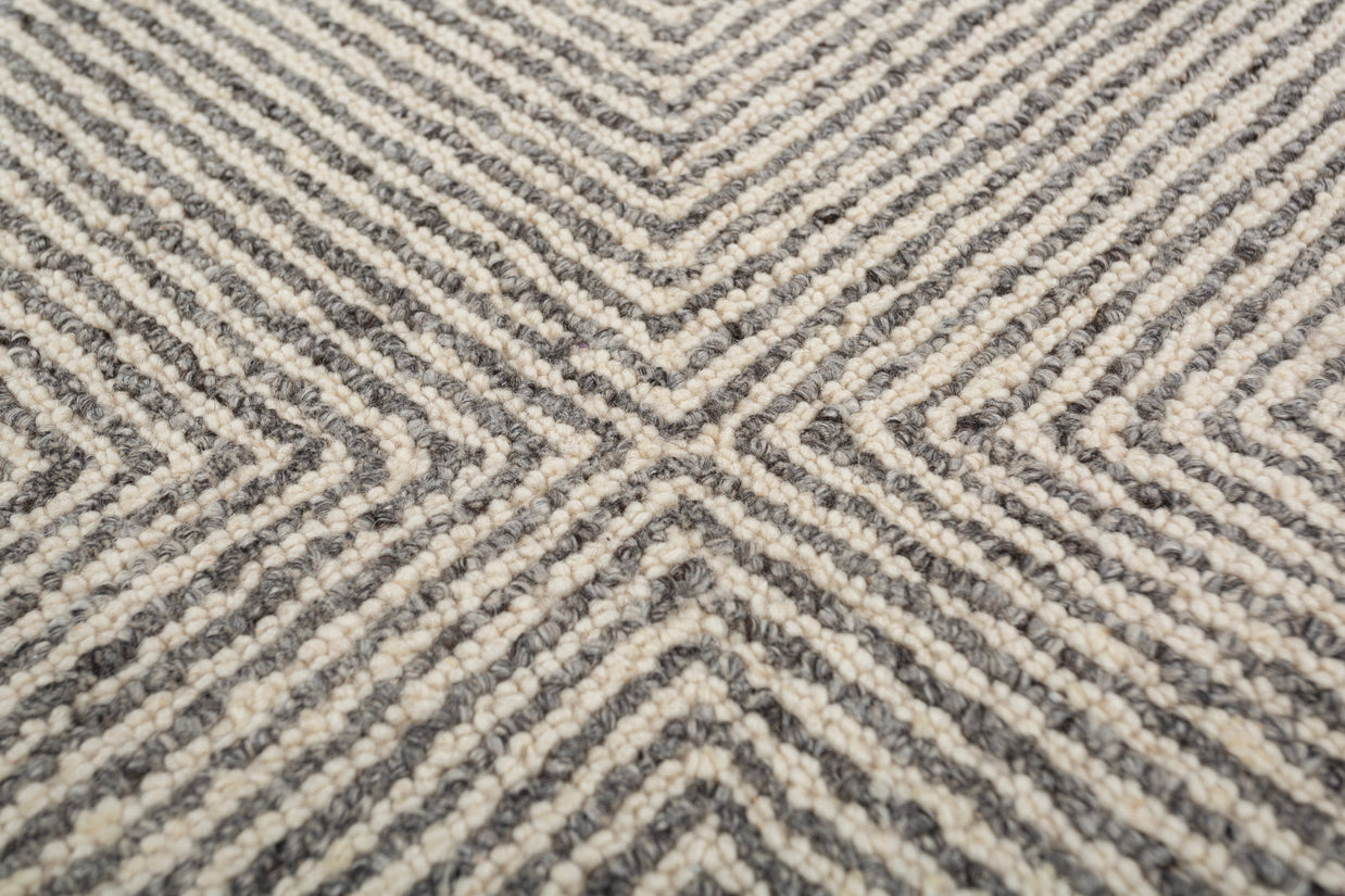 Carpet For Living room 8x11 Feet Ivory Wool and Nylon Rectangle Geometric and Stripes Rug
