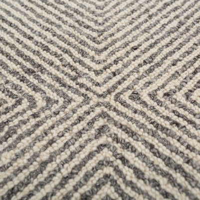 Carpet For Living room 8x11 Feet Ivory Wool and Nylon Rectangle Geometric and Stripes Rug