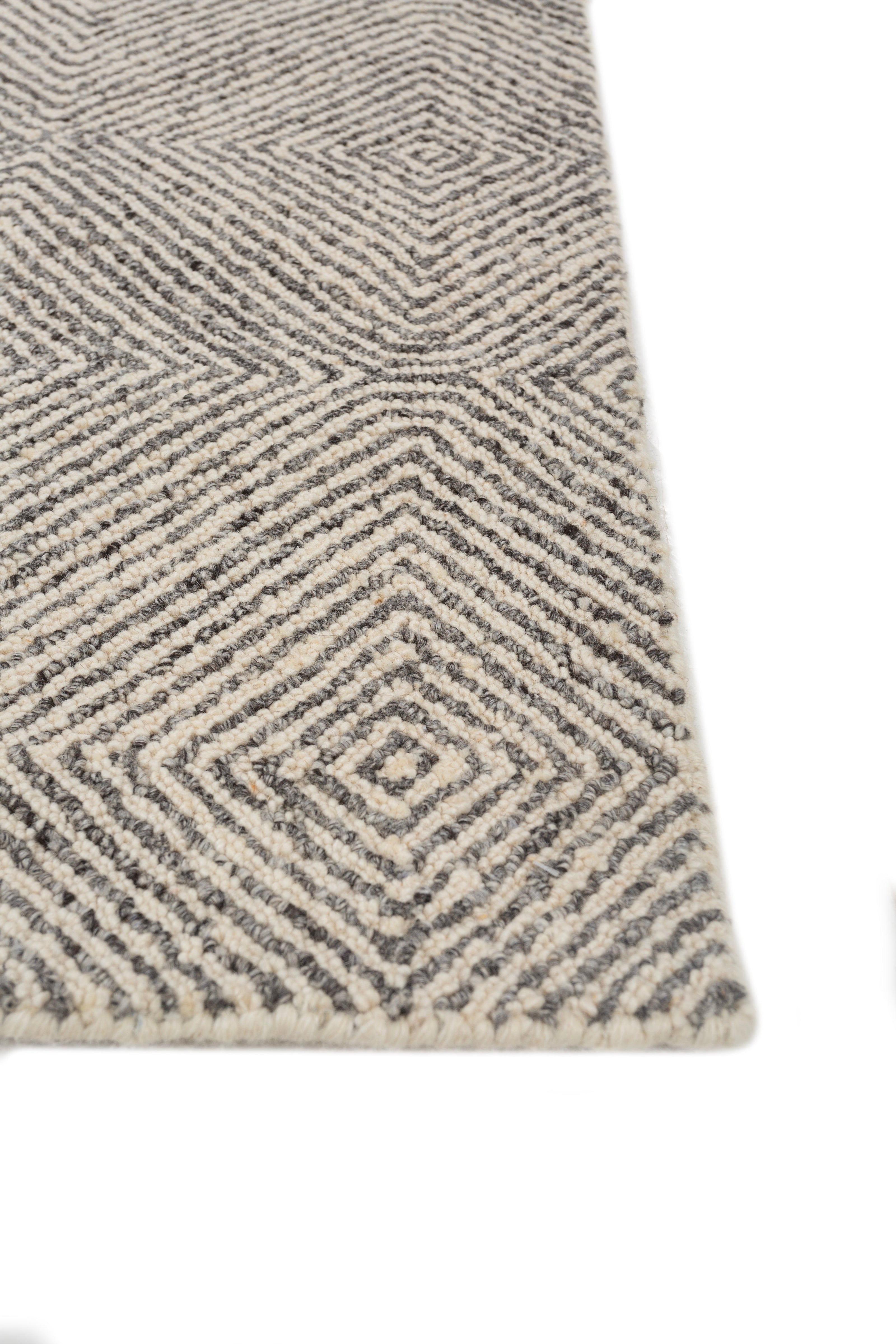 Carpet For Living room 8x11 Feet Ivory Wool and Nylon Rectangle Geometric and Stripes Rug