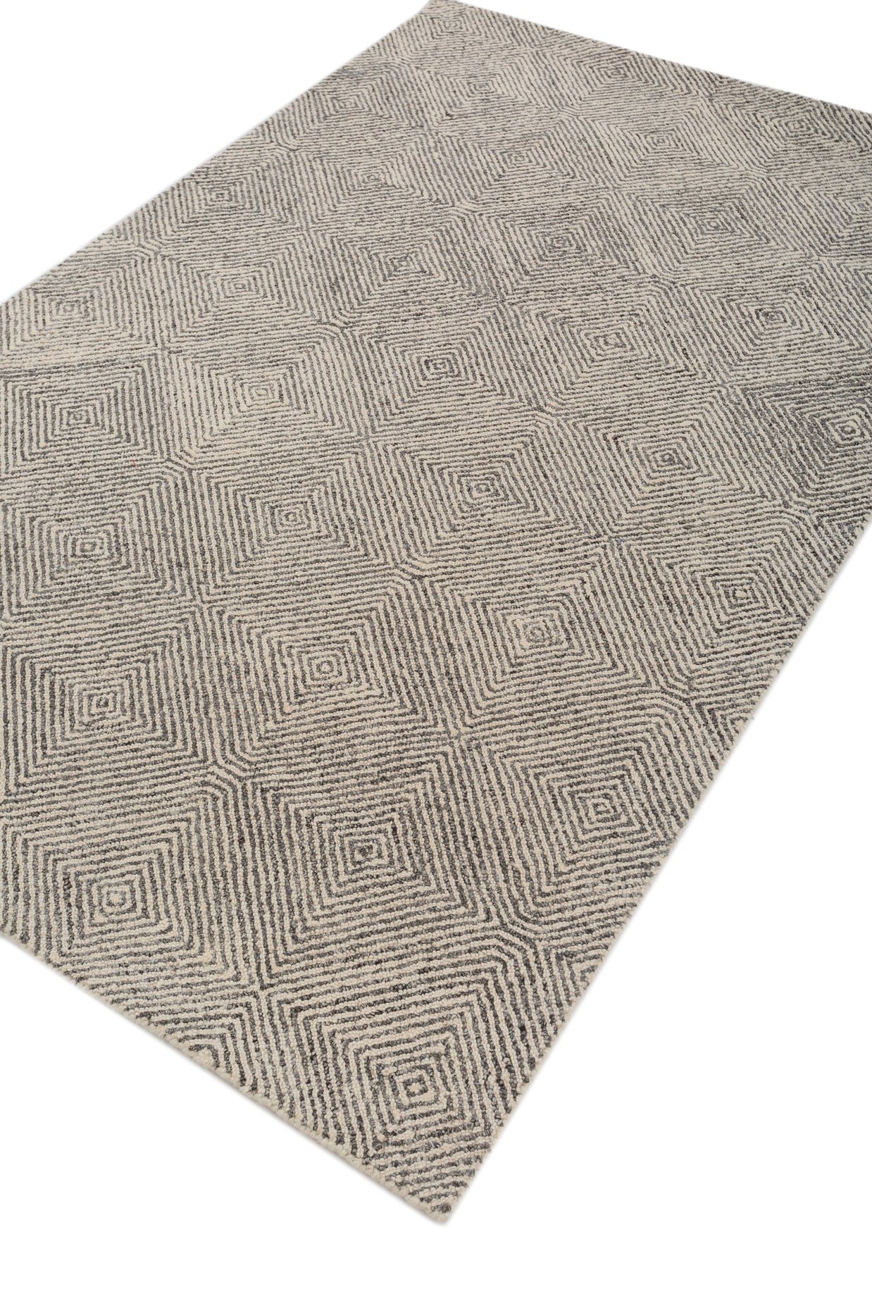 Carpet For Living room 8x11 Feet Ivory Wool and Nylon Rectangle Geometric and Stripes Rug