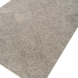 Carpet For Living room 8x11 Feet Ivory Wool and Nylon Rectangle Geometric and Stripes Rug
