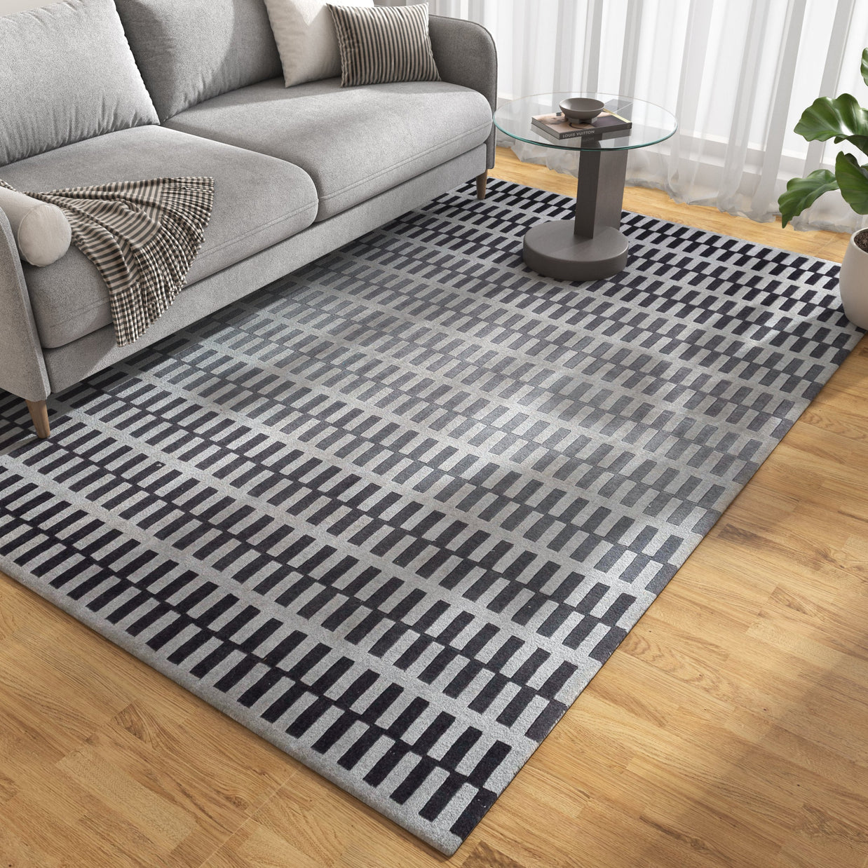 Carpet For Living room 5X8 Feet Ivory Wool Rectangle Solid Rug