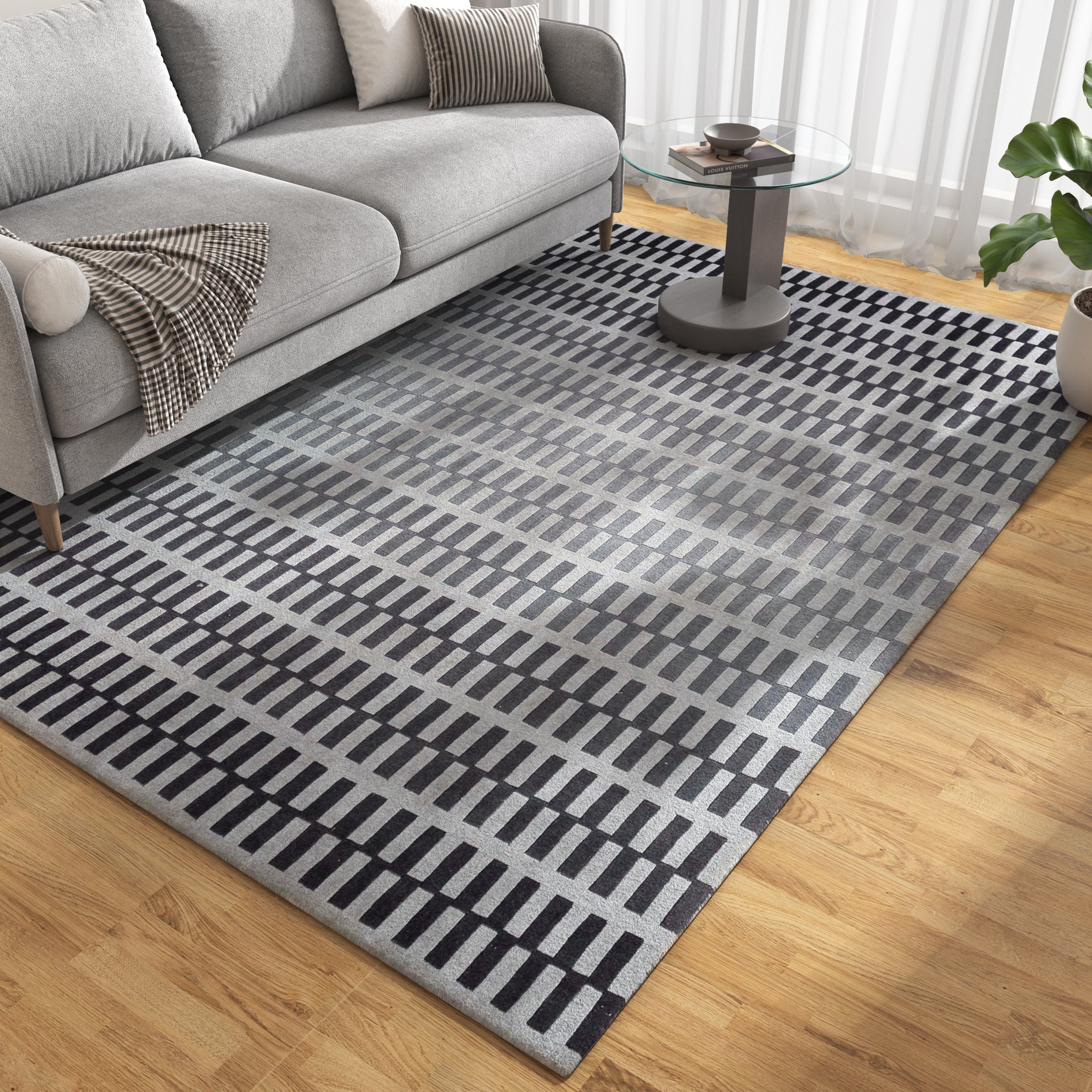 Carpet For Living room 5X8 Feet Ivory Wool Rectangle Solid Rug