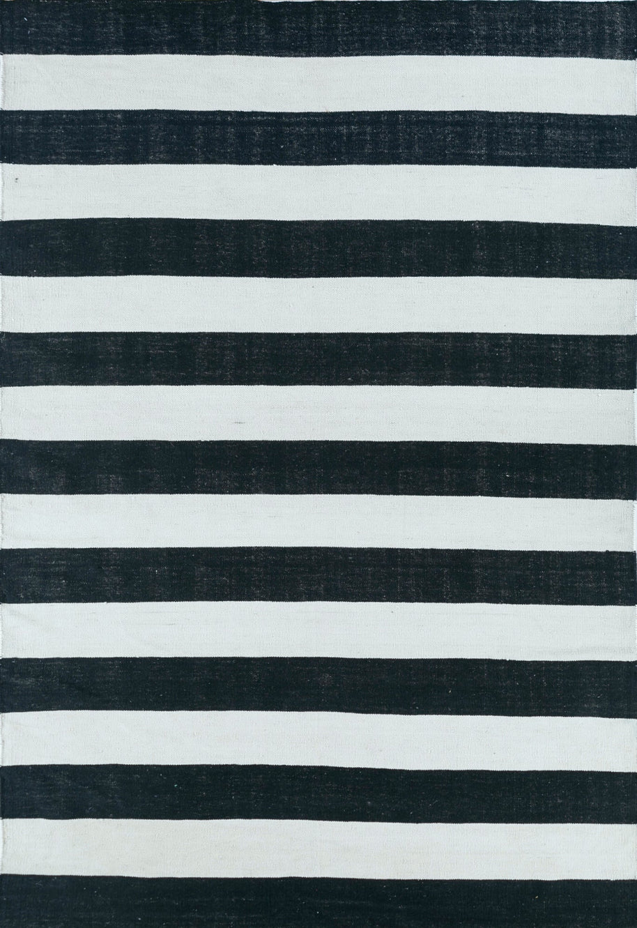 Carpet For Living room 2x5 Feet Grey and Black Wool Rectangle Geometric and Stripes Rug