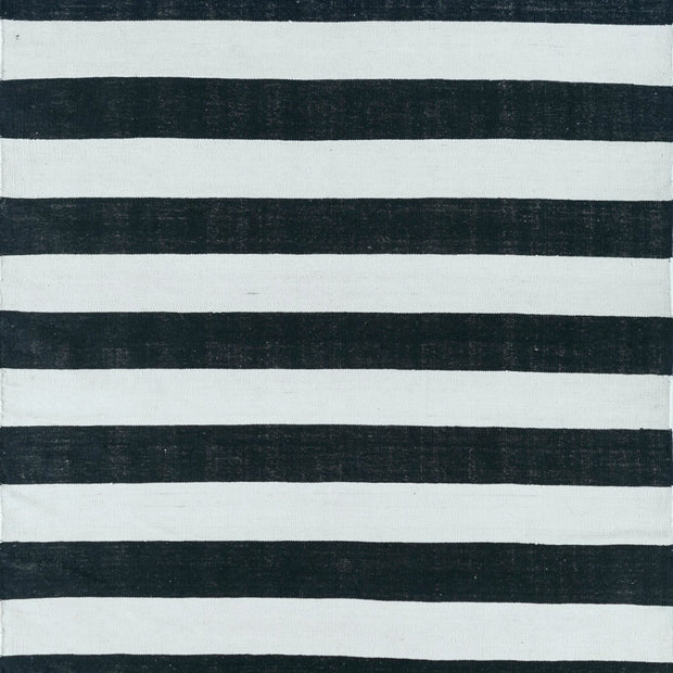 Carpet For Living room 2x5 Feet Grey and Black Wool Rectangle Geometric and Stripes Rug