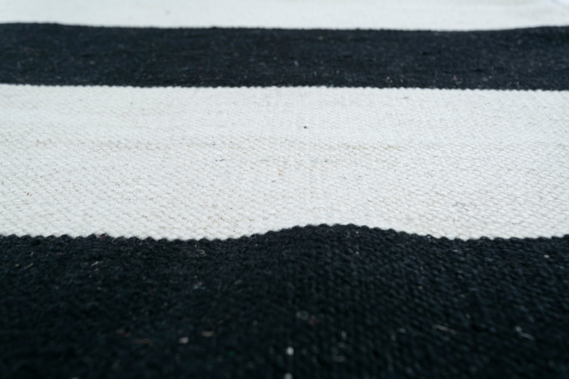 Carpet For Living room 2x5 Feet Grey and Black Wool Rectangle Geometric and Stripes Rug