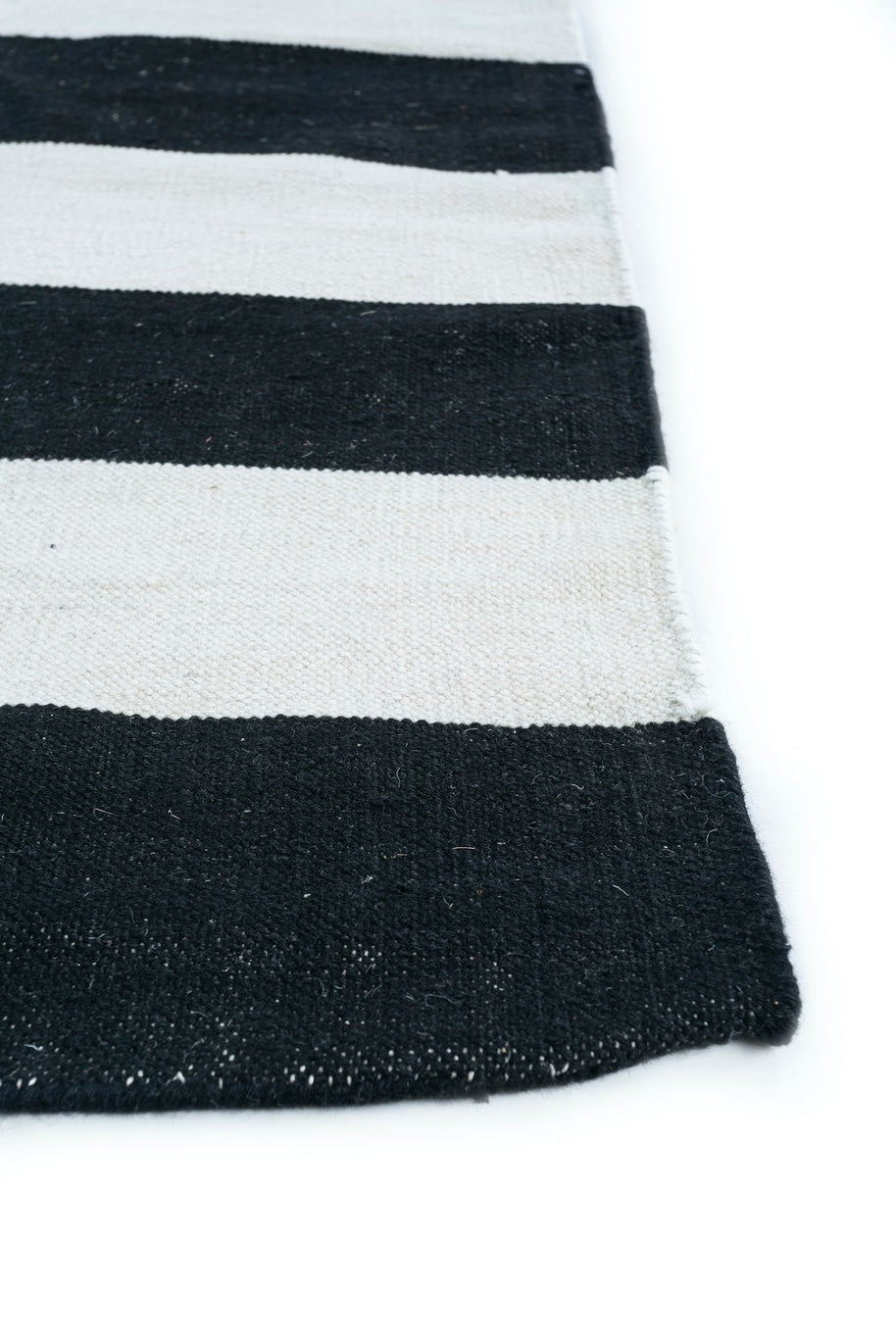 Carpet For Living room 2x5 Feet Grey and Black Wool Rectangle Geometric and Stripes Rug