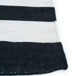 Carpet For Living room 2x5 Feet Grey and Black Wool Rectangle Geometric and Stripes Rug