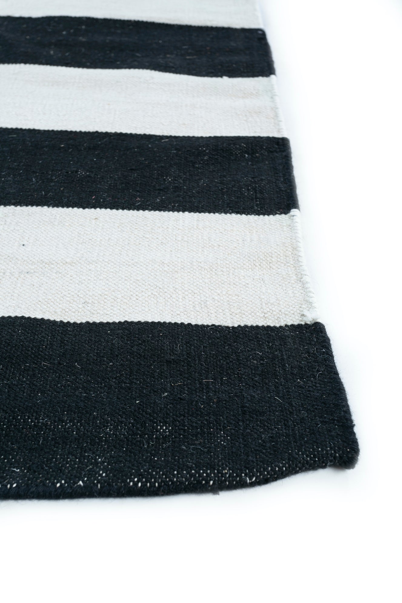 Carpet For Living room 2x5 Feet Grey and Black Wool Rectangle Geometric and Stripes Rug