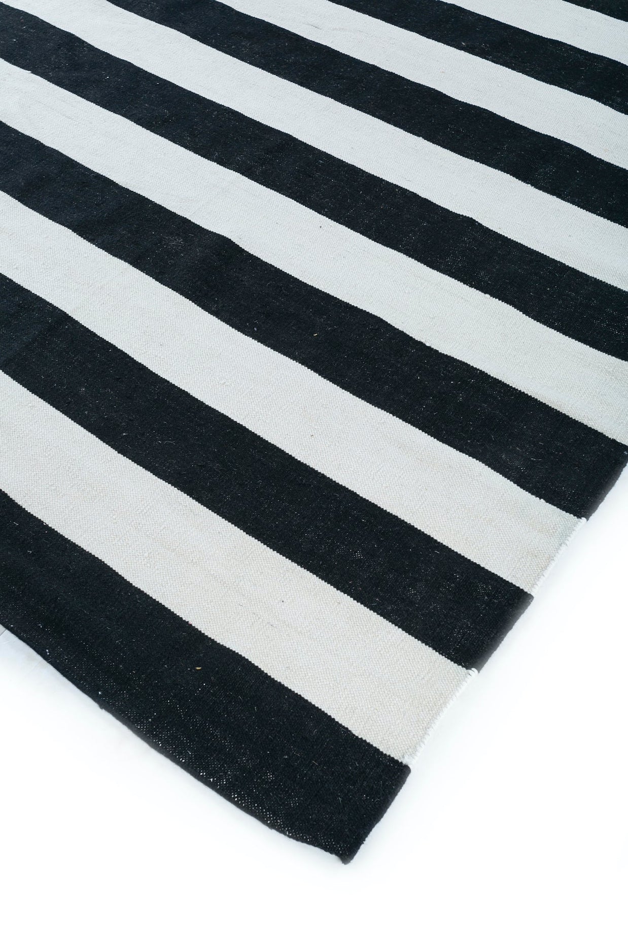 Carpet For Living room 2x5 Feet Grey and Black Wool Rectangle Geometric and Stripes Rug