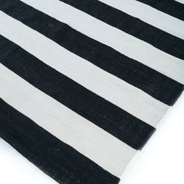 Carpet For Living room 2x5 Feet Grey and Black Wool Rectangle Geometric and Stripes Rug