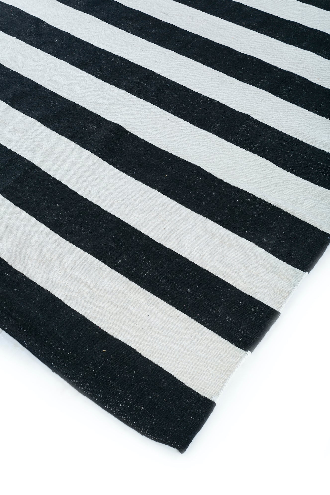 Carpet For Living room 2x5 Feet Grey and Black Wool Rectangle Geometric and Stripes Rug