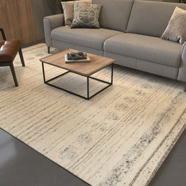 Carpet For Living room 5'6X8 Feet Ivory Wool Rectangle Vintage and Distressed Rug