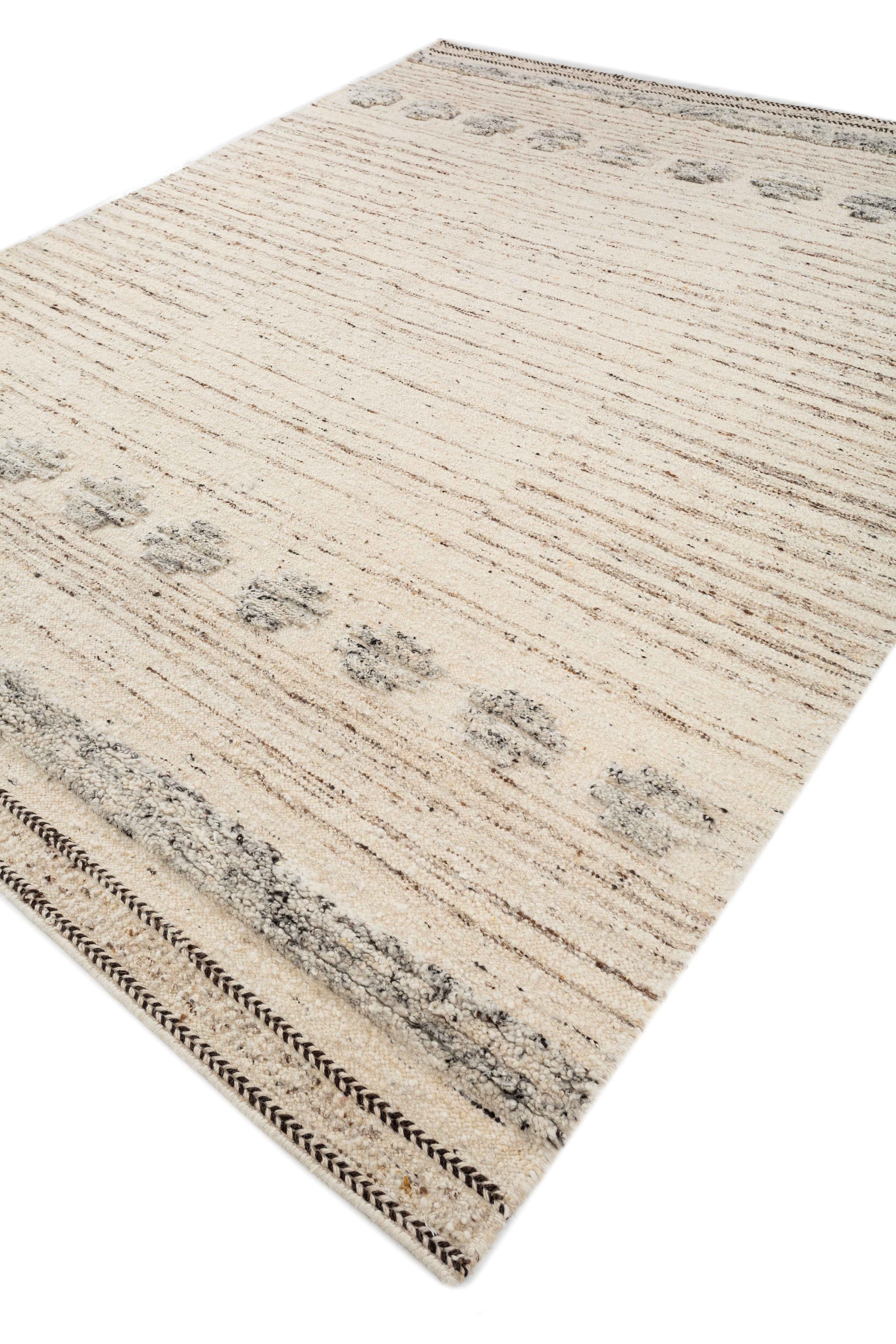 Carpet For Living room 6'6X9'10 Feet Ivory Wool Rectangle Vintage and Distressed Rug