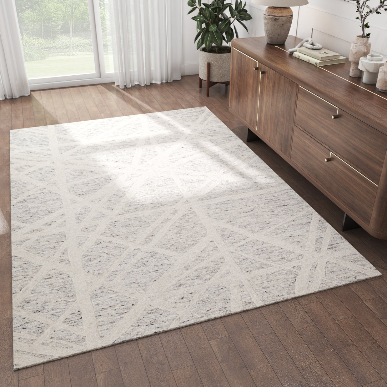 Carpet For Living room 5X8 Feet Ivory Wool Rectangle Moroccan And Tribal Rug