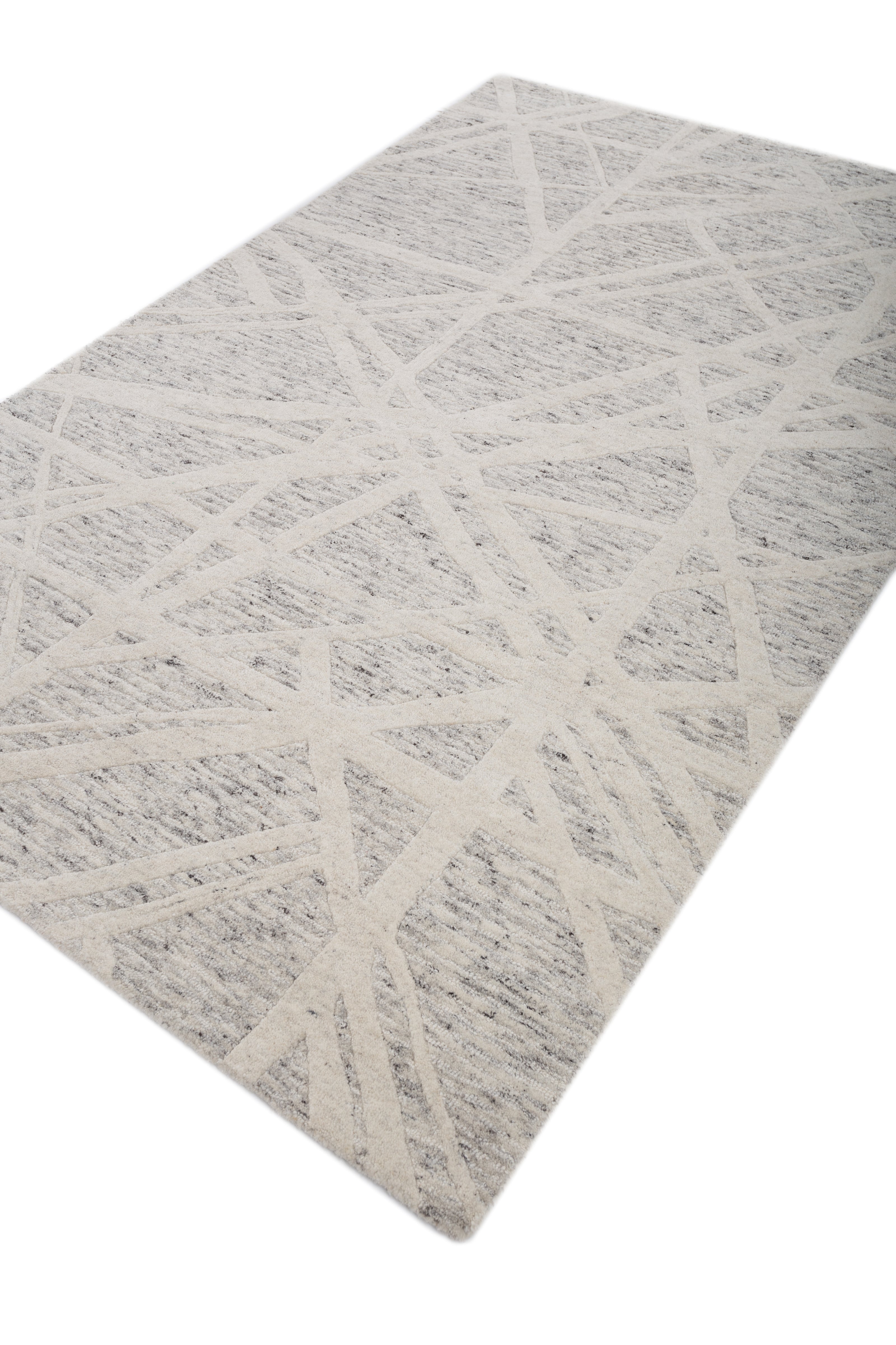 Carpet For Living room 5X8 Feet Ivory Wool Rectangle Moroccan And Tribal Rug