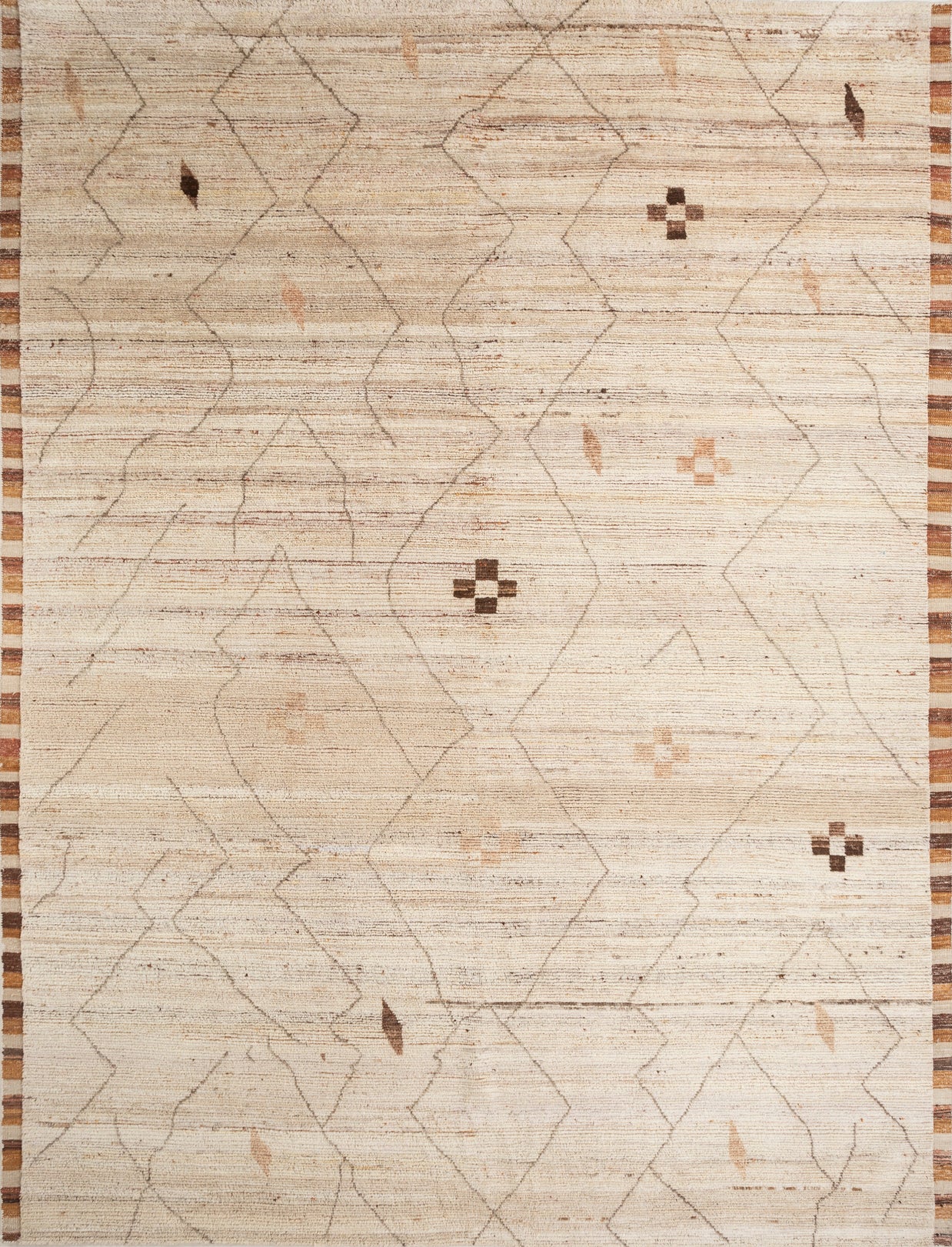 Carpet For Living room 2x3 Feet Ivory Wool Rectangle Moroccan and Tribal Rug