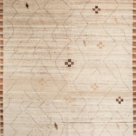 Carpet For Living room 2x3 Feet Ivory Wool Rectangle Moroccan and Tribal Rug