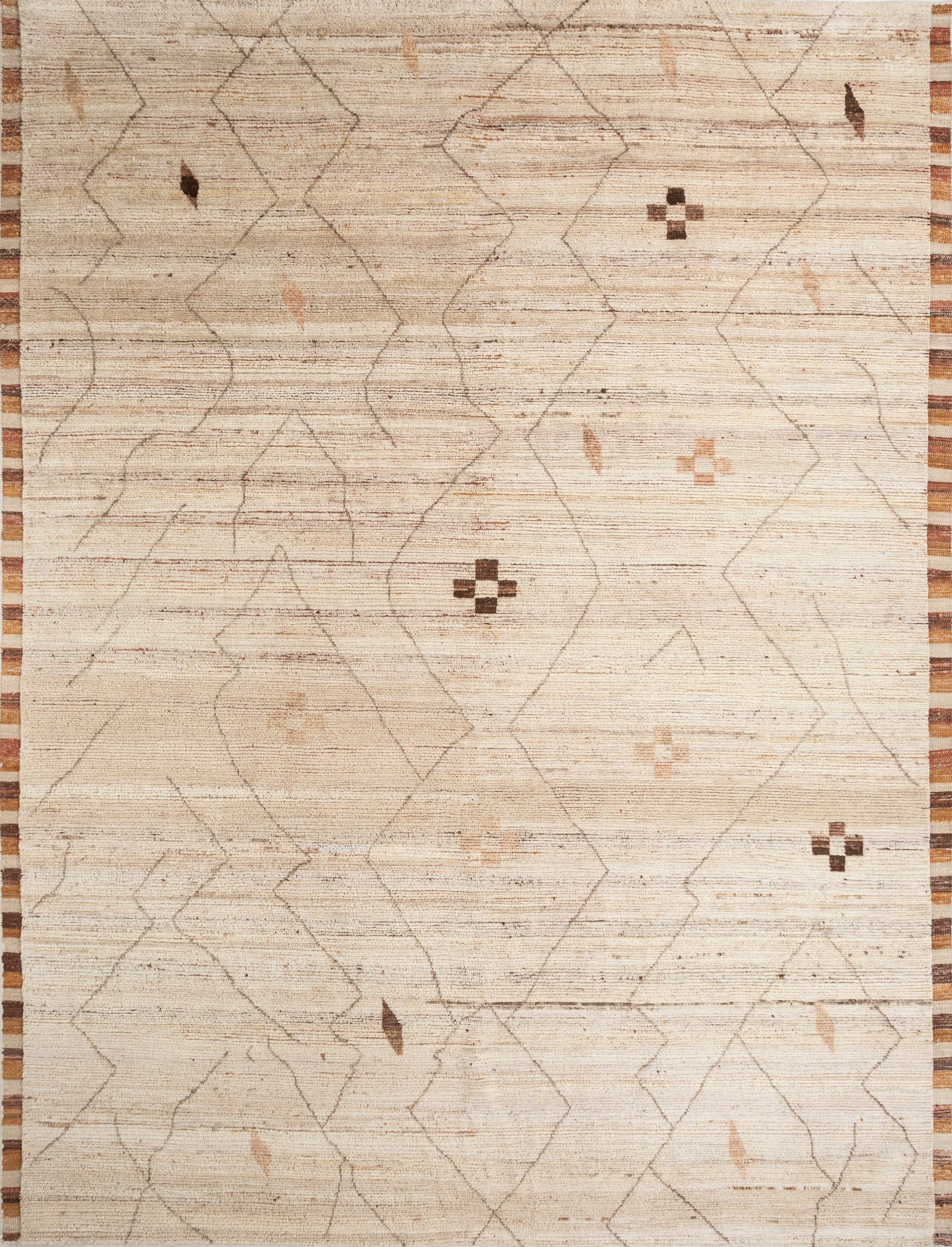 Carpet For Living room 2x3 Feet Ivory Wool Rectangle Moroccan and Tribal Rug