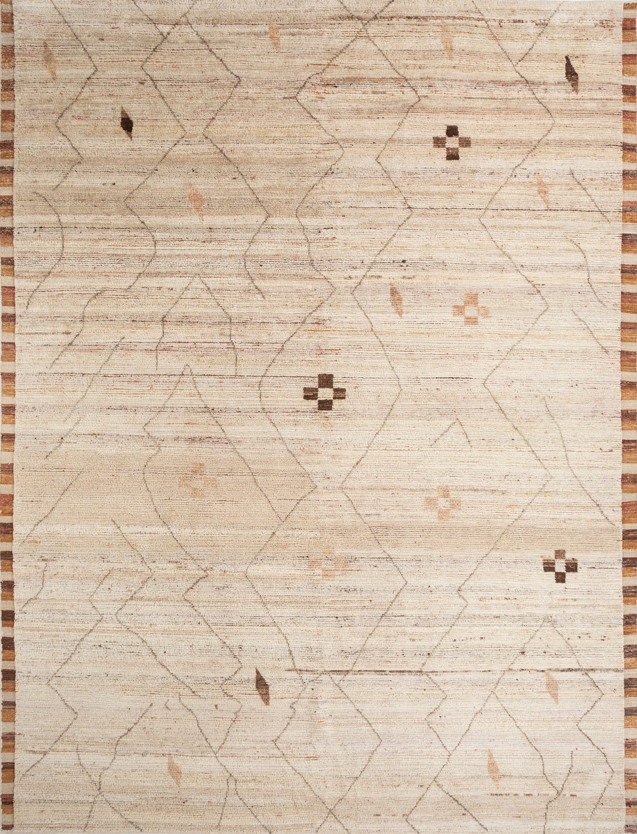 Carpet For Living room 2x3 Feet Ivory Wool Rectangle Moroccan and Tribal Rug