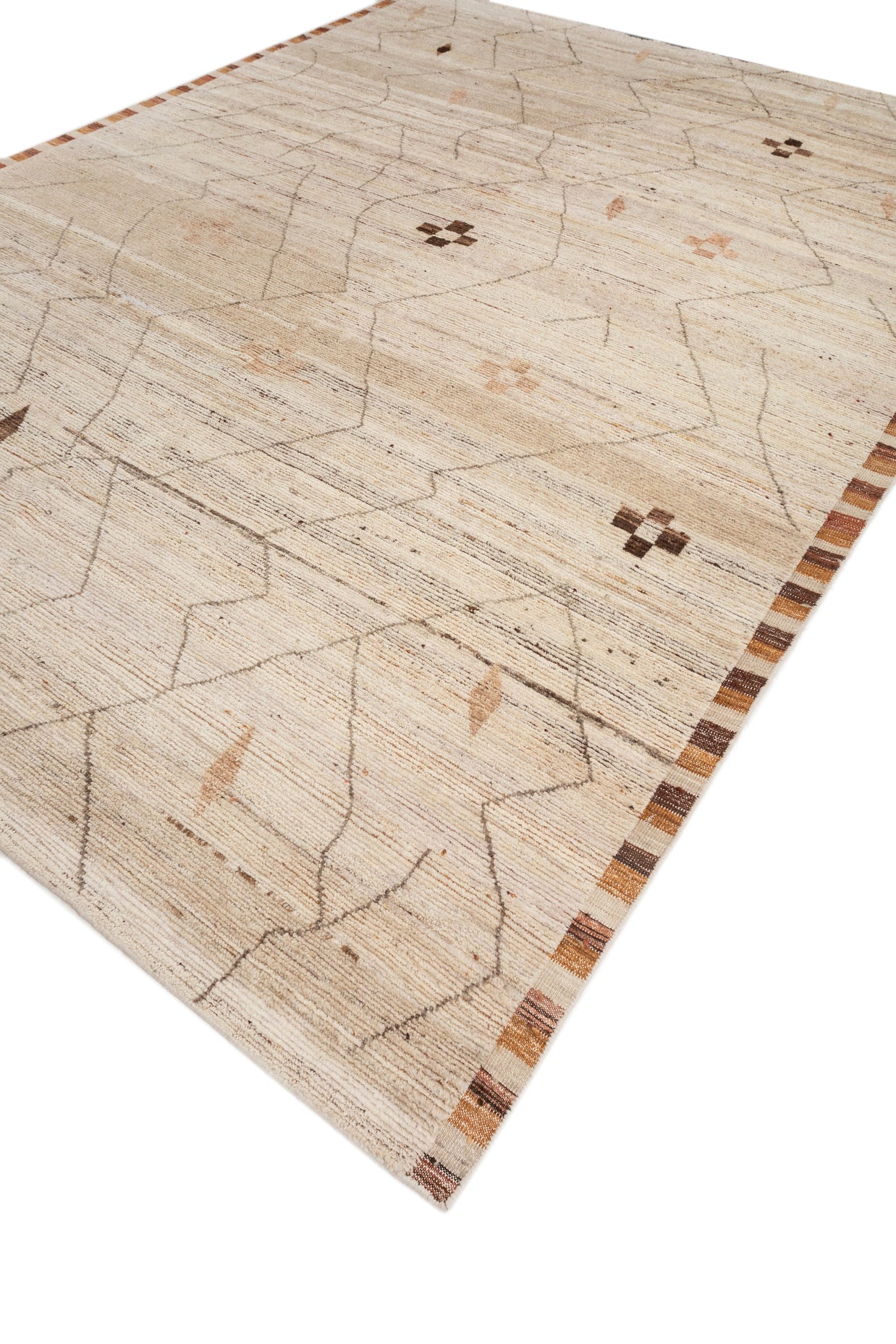 Carpet For Living room 2x3 Feet Ivory Wool Rectangle Moroccan and Tribal Rug