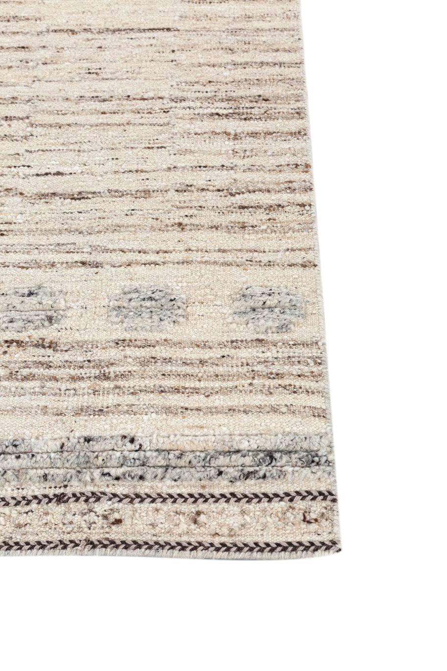 Carpet For Living room 2'8X7 Feet Ivory Wool Runner Geometric and Stripes Rug