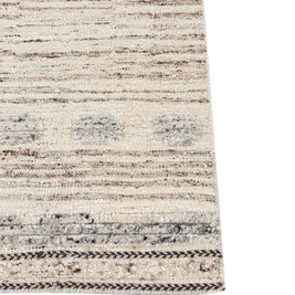 Carpet For Living room 2'8X7 Feet Ivory Wool Runner Geometric and Stripes Rug