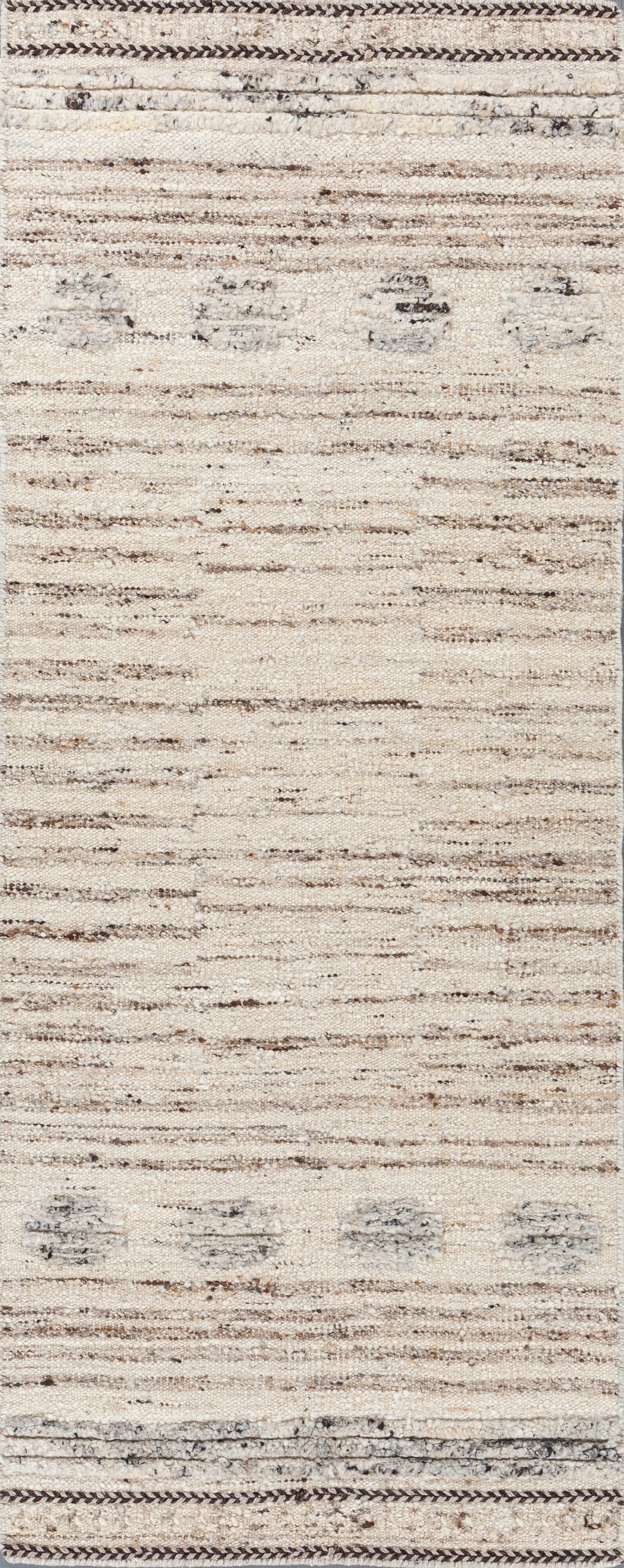 Carpet For Living room 3'4X9 Feet Ivory Wool Runner Geometric and Stripes Rug