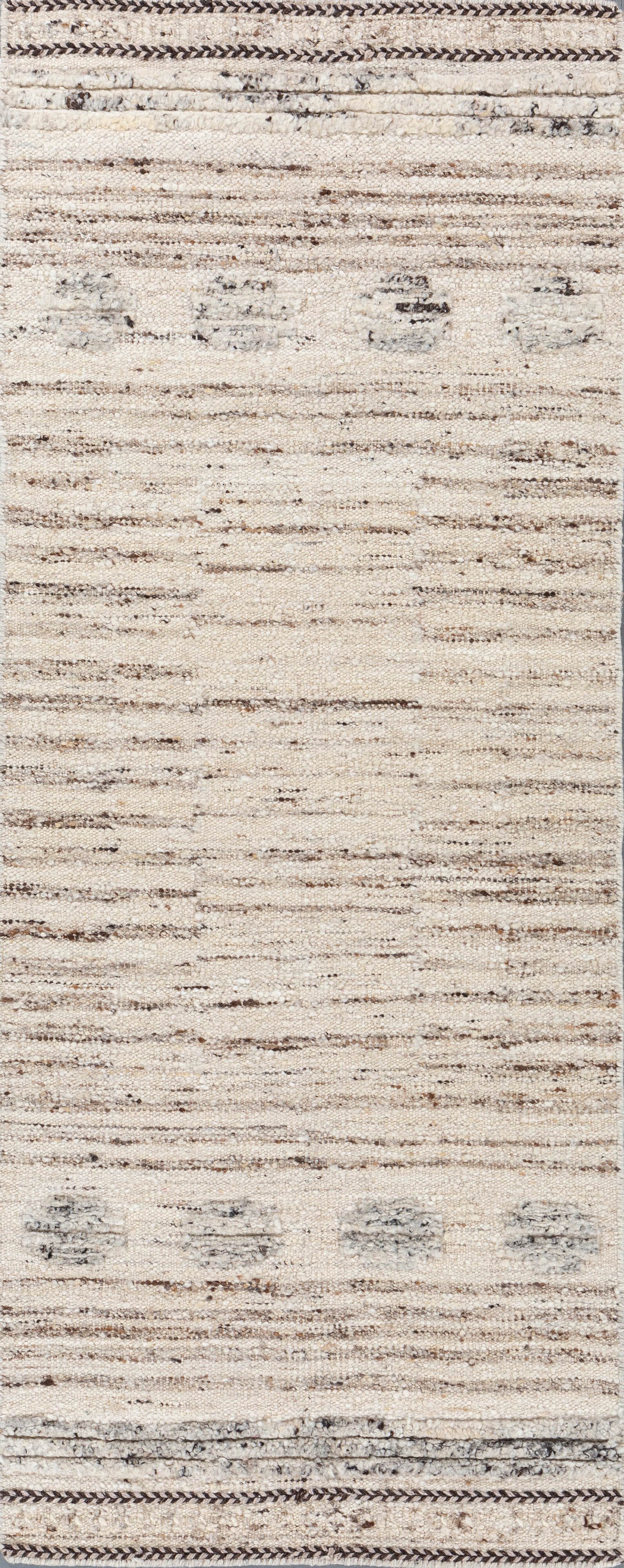 Carpet For Living room 3'4X9 Feet Ivory Wool Runner Geometric and Stripes Rug