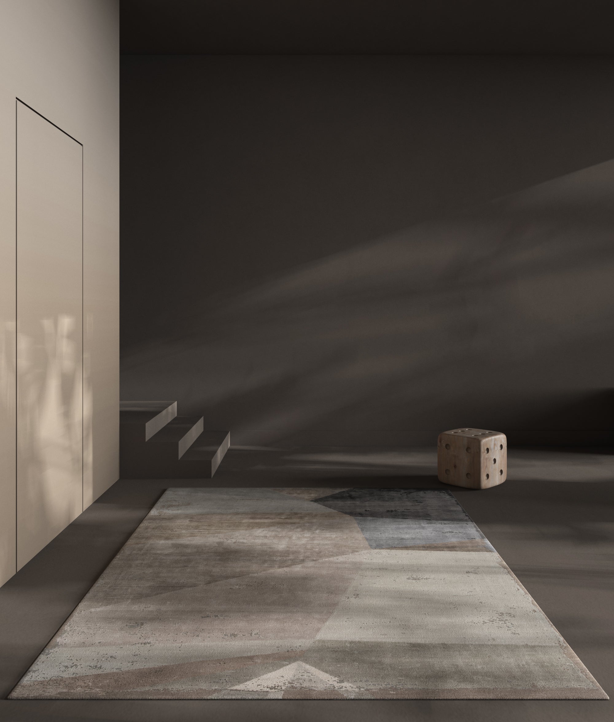 Carpet For Living room 5'6X8 Feet Grey and Black Wool and Bamboo Silk Rectangle geometric and stripes Rug