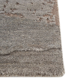 Carpet For Living room 5'6X8 Feet Grey and Black Wool and Bamboo Silk Rectangle geometric and stripes Rug