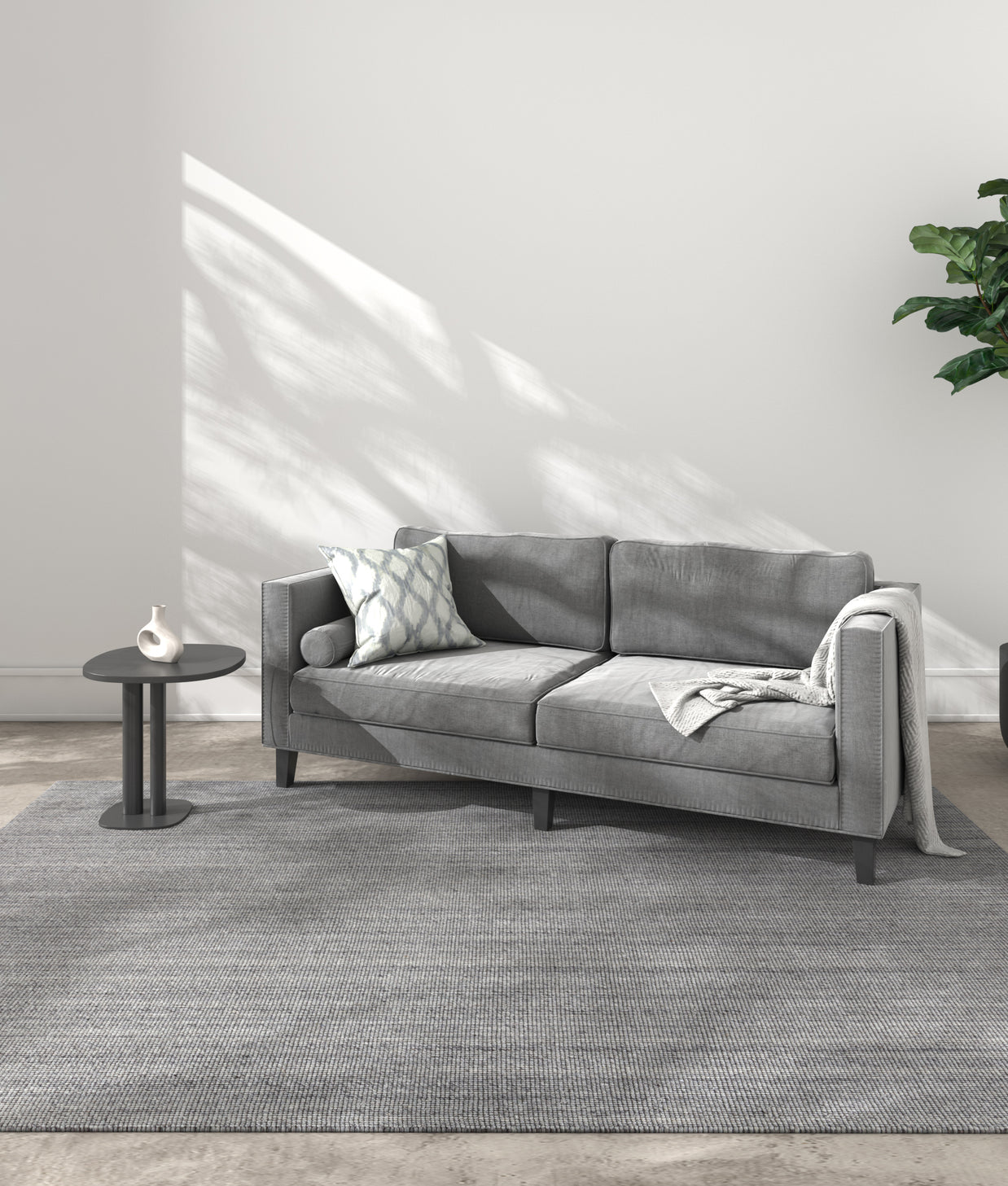 Carpet For Living room 6X9 Feet Ivory Wool Rectangle Solid Rug