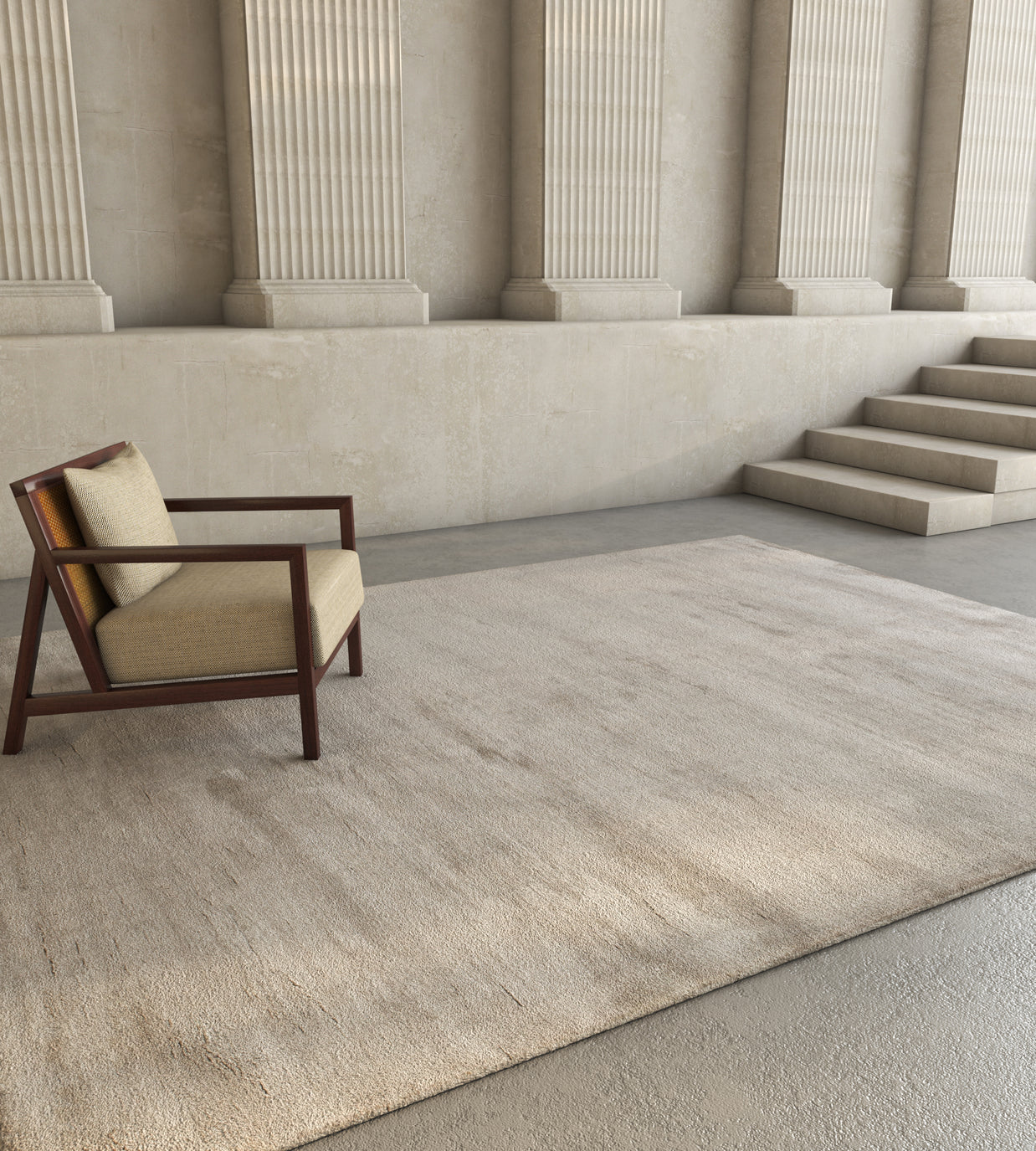 Carpet For Living room 4'6x6'6 Feet Beige and Brown Viscose Rectangle Solid Rug