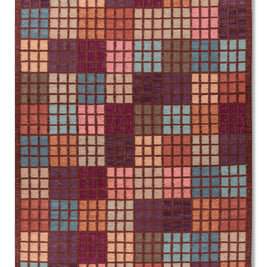 Carpet For Living room 6x9 Feet Red and Orange Wool and Viscose Rectangle Geometric and Stripes Rug