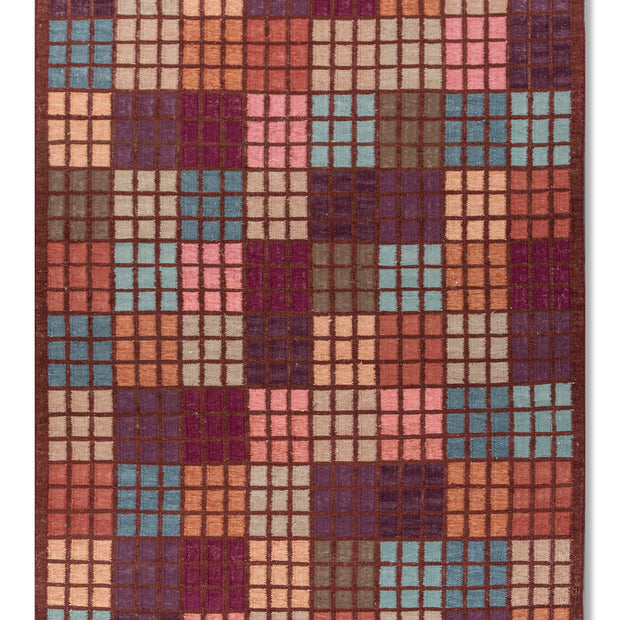 Carpet For Living room 6x9 Feet Red and Orange Wool and Viscose Rectangle Geometric and Stripes Rug