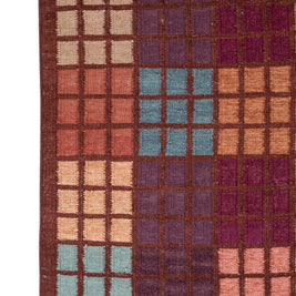 Carpet For Living room 6x9 Feet Red and Orange Wool and Viscose Rectangle Geometric and Stripes Rug